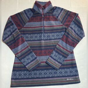 Eddie Bauer Multicolor Geometric Pattern Pullover Sz M